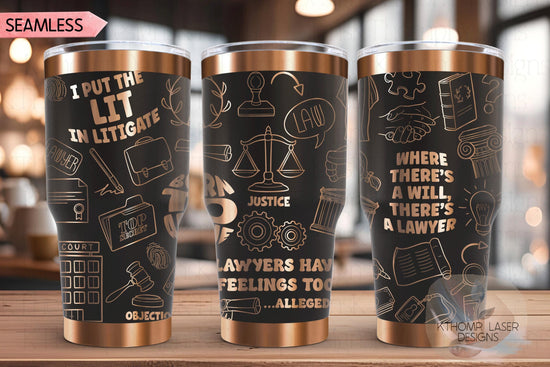 Lawyer Attorney Law Tumbler Wrap SVG | 20oz and 30 oz Laser Engraving File | Rotary Ready Digital Design | Career Gift SVG