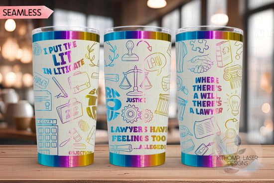 Lawyer Attorney Law Tumbler Wrap SVG | 20oz and 30 oz Laser Engraving File | Rotary Ready Digital Design | Career Gift SVG