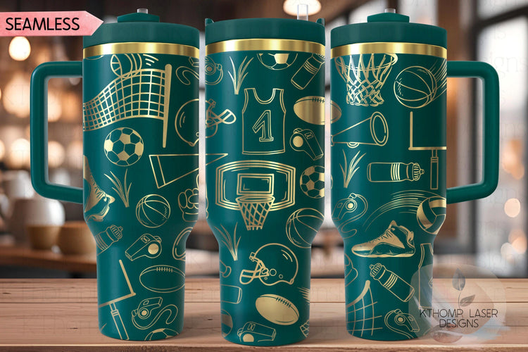 Sports Soccer Volleyball Rugby Basketball Tumbler Wrap SVG | 40oz Laser Engraving File | Rotary Ready Digital Design | Sports Fan SVG