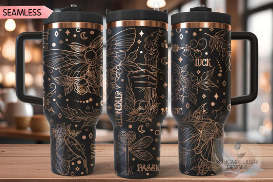 Witchy Vibes Potions & Spells Tumbler Wrap SVG | 40oz Laser Engraving File | Rotary Ready Digital Design | Zodiac Boho SVG