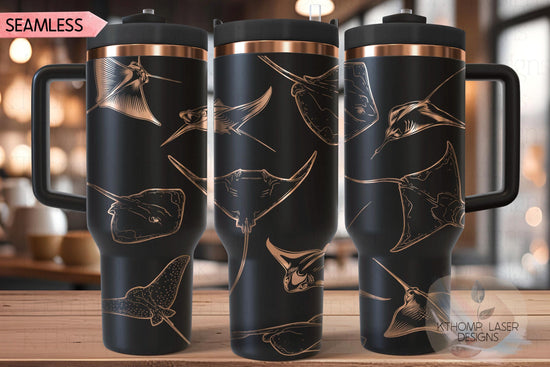 Stingrays Manta Rays Tumbler Wrap SVG | 40oz Laser Engraving File | Rotary Ready Digital Design | Ocean Nautical SVG