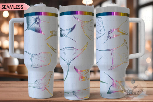 Stingrays Manta Rays Tumbler Wrap SVG | 40oz Laser Engraving File | Rotary Ready Digital Design | Ocean Nautical SVG