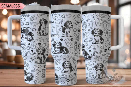 Beagle Tumbler Wrap SVG | 40oz Laser Engraving File | Rotary Engrave Digital Design | Dog Lover Gift