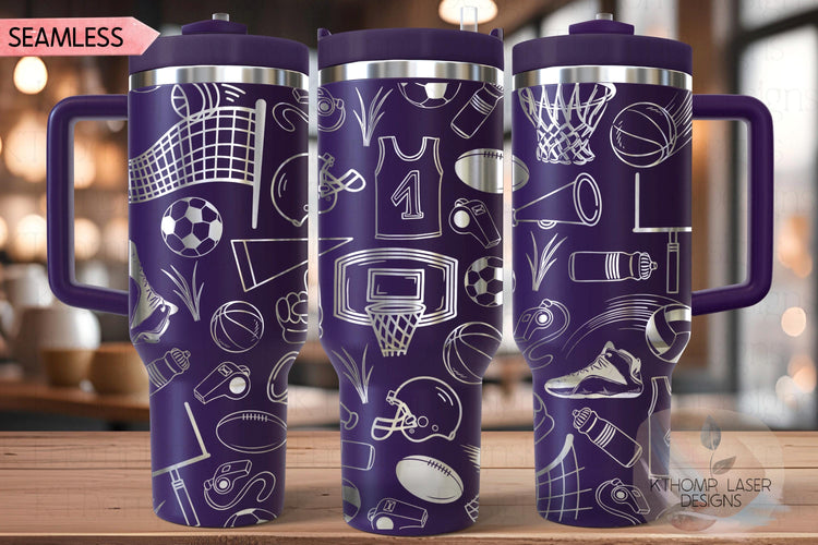 Sports Soccer Volleyball Rugby Basketball Tumbler Wrap SVG | 40oz Laser Engraving File | Rotary Ready Digital Design | Sports Fan SVG