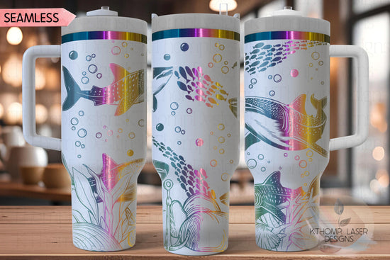 Whale Sharks Tumbler Wrap SVG | 40oz Laser Engraving File | Rotary Ready Digital Design | Ocean Nautical SVG