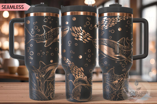 Whale Sharks Tumbler Wrap SVG | 40oz Laser Engraving File | Rotary Ready Digital Design | Ocean Nautical SVG