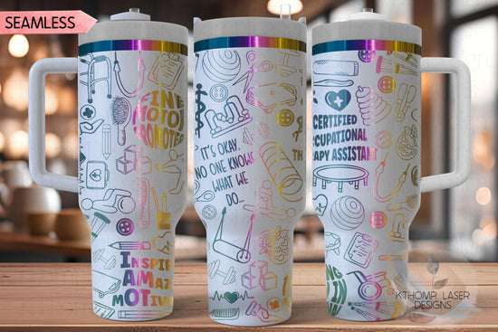 Certified OT Assistant Tumbler Wrap SVG | 40oz Laser Engraving File | Rotary Ready Digital Design | Career Gift SVG