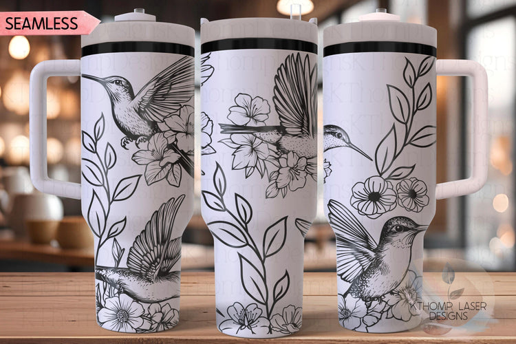 Hummingbirds Tumbler Wrap SVG | 40oz Laser Engraving File | Rotary Ready Digital Design | Pet Lover Gift