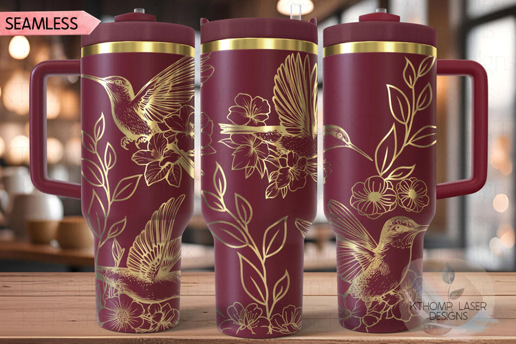 Hummingbirds Tumbler Wrap SVG | 40oz Laser Engraving File | Rotary Ready Digital Design | Pet Lover Gift