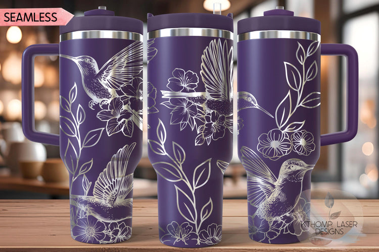 Hummingbirds Tumbler Wrap SVG | 40oz Laser Engraving File | Rotary Ready Digital Design | Pet Lover Gift
