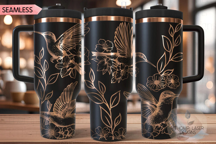Hummingbirds Tumbler Wrap SVG | 40oz Laser Engraving File | Rotary Ready Digital Design | Pet Lover Gift
