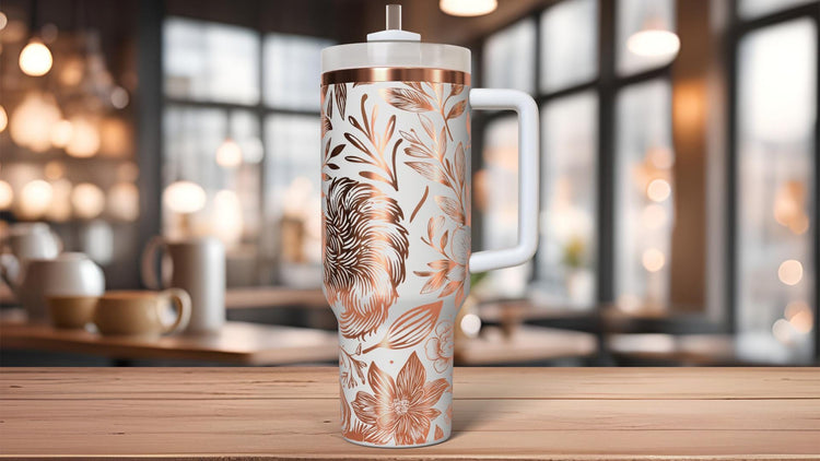 Floral Ostrich Tumbler Wrap SVG | 40oz Laser Engraving File | Rotary Ready Digital Design | Western Farm SVG