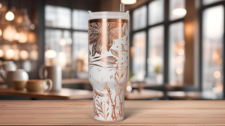 Floral Goat Tumbler Wrap SVG | 40oz Laser Engraving File | Rotary Ready Digital Design | Western Farm SVG