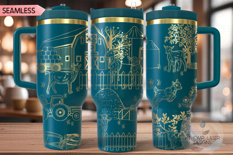 Goats On The Farm Tumbler Wrap SVG | 40oz Laser Engraving File | Rotary Ready Digital Design | Western Farm SVG