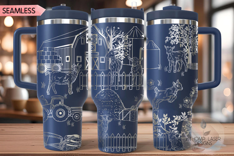 Goats On The Farm Tumbler Wrap SVG | 40oz Laser Engraving File | Rotary Ready Digital Design | Western Farm SVG