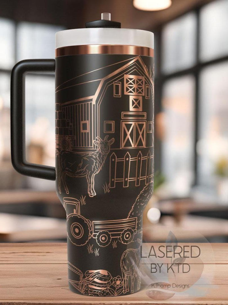 Goats On The Farm Tumbler Wrap SVG | 40oz Laser Engraving File | Rotary Ready Digital Design | Western Farm SVG