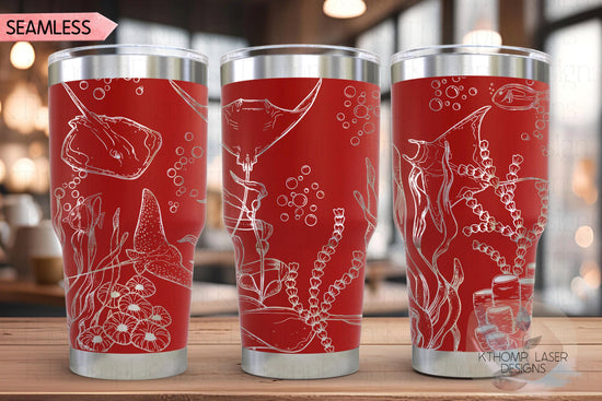 Stingrays Tumbler Wrap SVG | 20oz and 30oz Laser Engraving File | Rotary Ready Digital Design | Ocean Nautical SVG