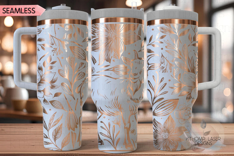 Floral Goat Tumbler Wrap SVG | 40oz Laser Engraving File | Rotary Ready Digital Design | Western Farm SVG