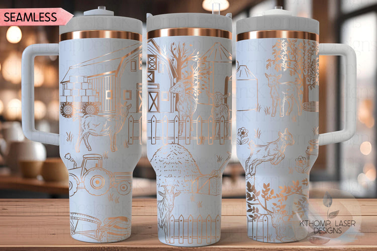 Goats On The Farm Tumbler Wrap SVG | 40oz Laser Engraving File | Rotary Ready Digital Design | Western Farm SVG