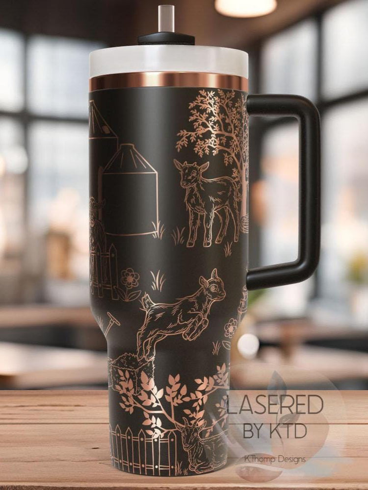 Goats On The Farm Tumbler Wrap SVG | 40oz Laser Engraving File | Rotary Ready Digital Design | Western Farm SVG