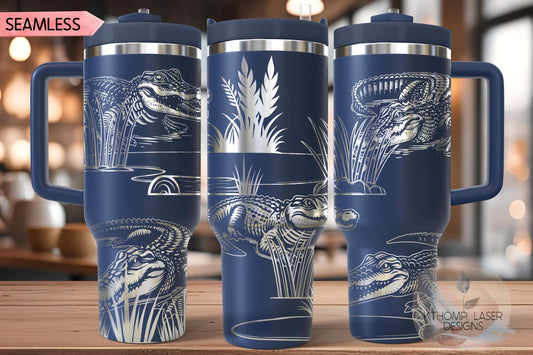 Alligators Tumbler Wrap SVG | 40oz Laser Engraving File | Rotary Ready Digital Design | Pet Lover Gift