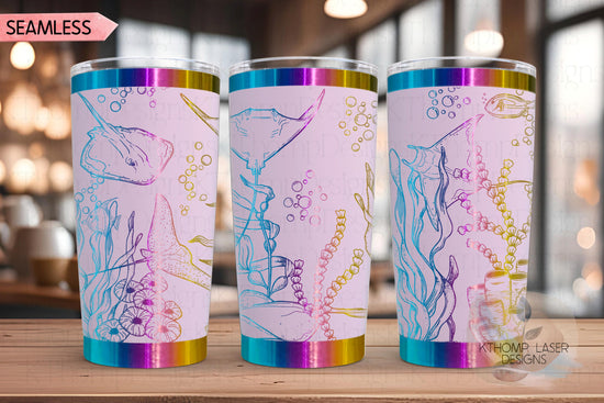 Stingrays Tumbler Wrap SVG | 20oz and 30oz Laser Engraving File | Rotary Ready Digital Design | Ocean Nautical SVG