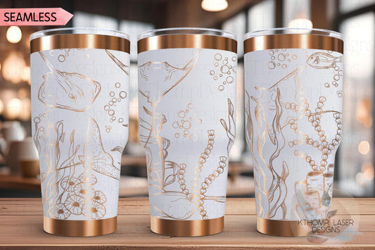 Stingrays Tumbler Wrap SVG | 20oz and 30oz Laser Engraving File | Rotary Ready Digital Design | Ocean Nautical SVG