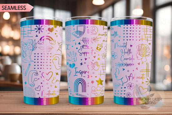 Mental Health Counselor Tumbler Wrap SVG | 20oz and 30oz Laser Engraving File | Rotary Ready Digital Design | Career Gift SVG