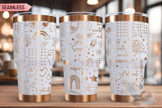 Mental Health Counselor Tumbler Wrap SVG | 20oz and 30oz Laser Engraving File | Rotary Ready Digital Design | Career Gift SVG