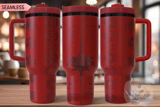 Yoga Chakras Tumbler Wrap SVG | 40oz Laser Engraving File | Rotary Ready Digital Design | Zodiac Boho SVG