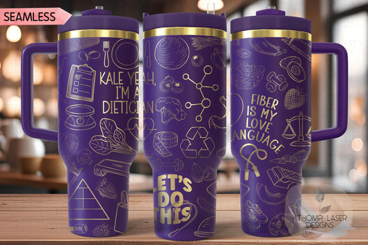 Registered Dietician Tumbler Wrap SVG, 40oz Laser Engraving File, Rotary Ready Digital Design, Career Gift SVG