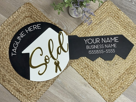 Real Estate Key Sign SVG, Oversized Laser Cut Key Prop, Two Piece Real Estate Sign, Photo Prop, Instant Digital Download, Laser Cut File