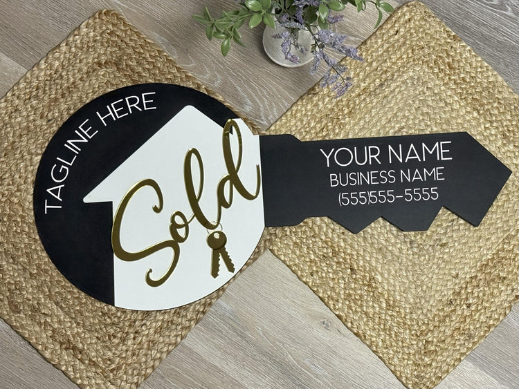 Real Estate Key Sign SVG, Oversized Laser Cut Key Prop, Two Piece Real Estate Sign, Photo Prop, Instant Digital Download, Laser Cut File