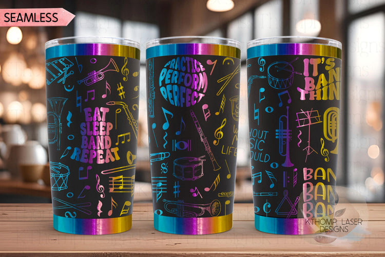 Band Tumbler Wrap SVG, Jazz Band Marching Band 20oz and 30oz Laser Engraving File, Rotary Ready Digital Design, Hobby Travel SVG