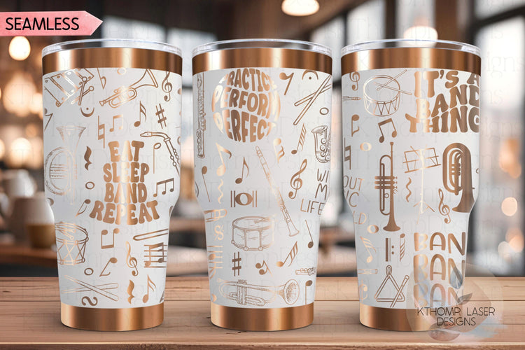 Band Tumbler Wrap SVG, Jazz Band Marching Band 20oz and 30oz Laser Engraving File, Rotary Ready Digital Design, Hobby Travel SVG