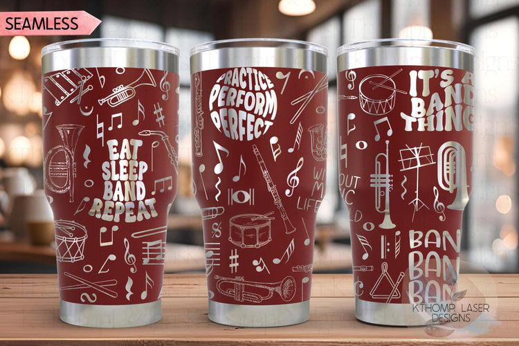 Band Tumbler Wrap SVG, Jazz Band Marching Band 20oz and 30oz Laser Engraving File, Rotary Ready Digital Design, Hobby Travel SVG