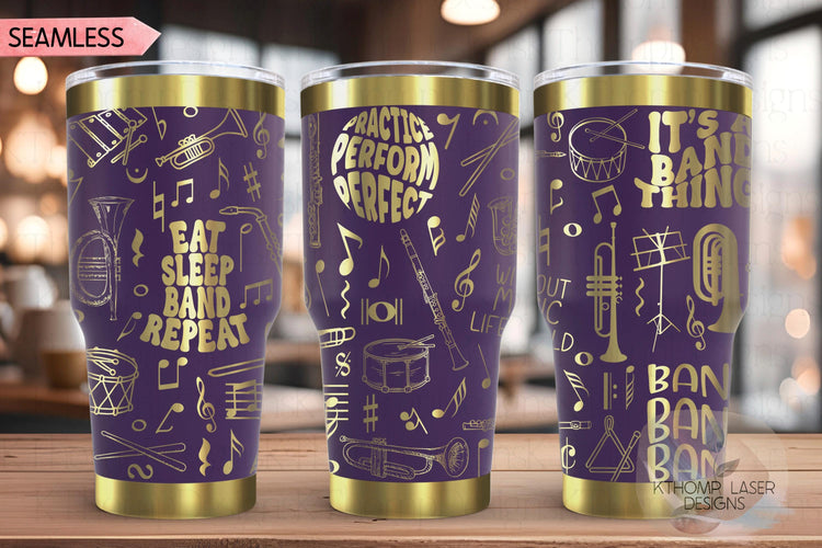 Band Tumbler Wrap SVG, Jazz Band Marching Band 20oz and 30oz Laser Engraving File, Rotary Ready Digital Design, Hobby Travel SVG