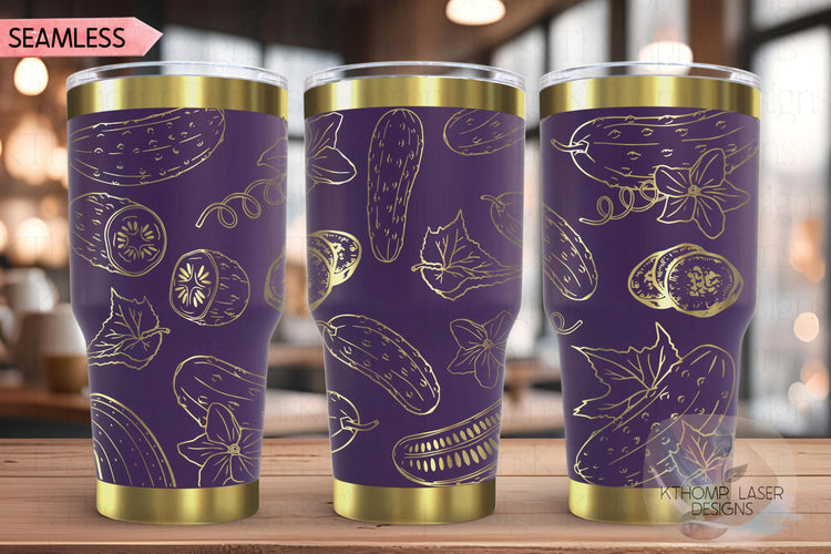Floral Pickles Tumbler Wrap SVG, 20oz and 30oz Laser Engraving File, Rotary Ready Digital Design, Foodie SVG