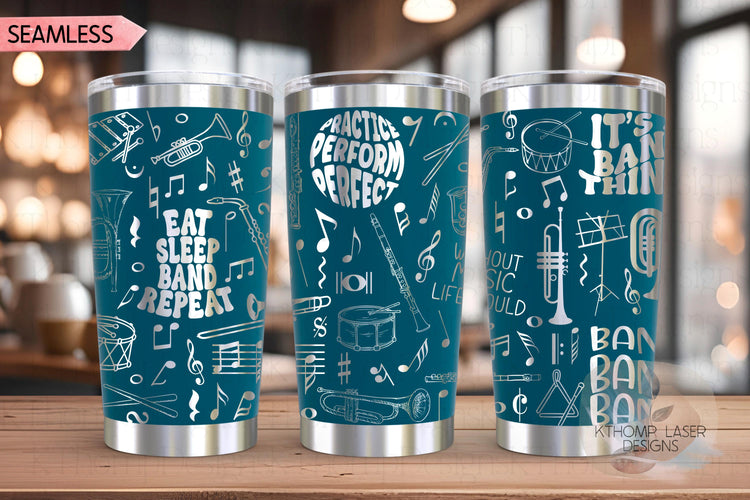 Band Tumbler Wrap SVG, Jazz Band Marching Band 20oz and 30oz Laser Engraving File, Rotary Ready Digital Design, Hobby Travel SVG