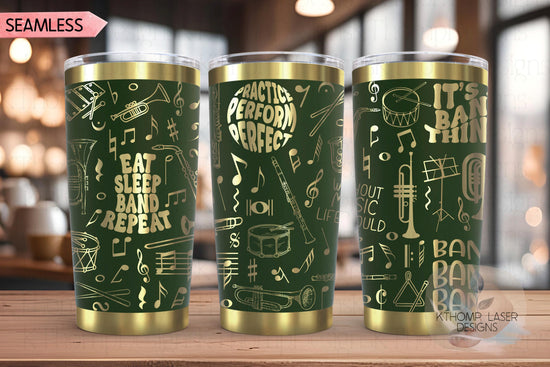 Band Tumbler Wrap SVG, Jazz Band Marching Band 20oz and 30oz Laser Engraving File, Rotary Ready Digital Design, Hobby Travel SVG