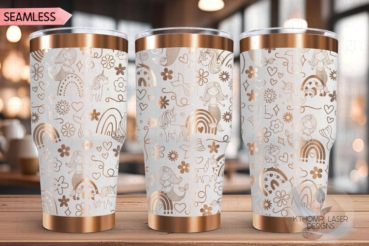 Mermaids Unicorns and Rainbows Tumbler Wrap SVG, 20oz and 30oz Laser Engraving File, Rotary Ready Digital Design, Fantasy Magic SVG