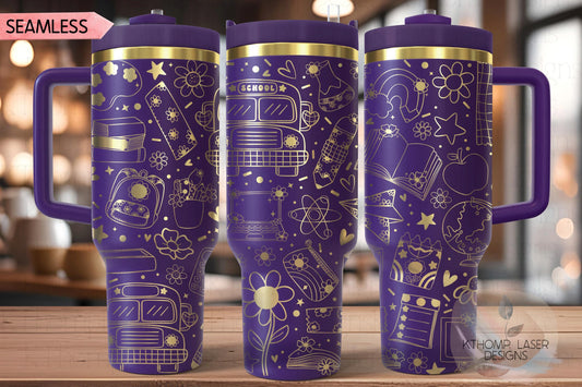 Groovy School Tumbler Wrap SVG, 40oz Laser Engraving File, Rotary Ready Digital Design, Teacher Gift, Teacher Appreciation, Career Gift SVG