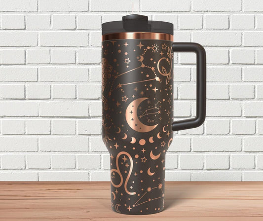 Leo Zodiac Tumbler Wrap SVG for 30oz and 40oz Handled Tumblers – Laser Engraving File