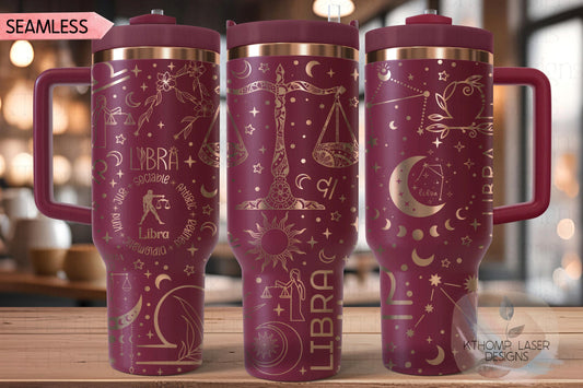 Libra Zodiac Tumbler Wrap SVG for 30oz and 40oz Handled Tumblers – Rotary Laser Engraving File