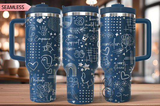 Counselor Mental Health Laser SVG Wrap for 30oz/40oz Handled Tumblers