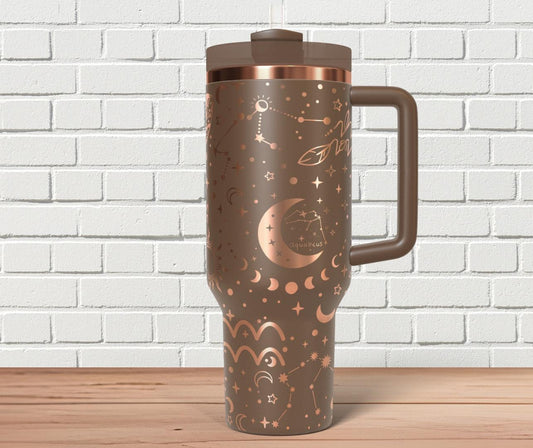Aquarius Zodiac Tumbler Wrap SVG for 40oz Laser Engraving – Astrology Constellation Seamless Design