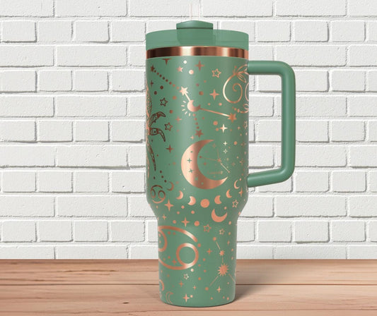 Cancer Zodiac Tumbler Wrap SVG for 30oz and 40oz Handled Tumblers – Rotary Laser File
