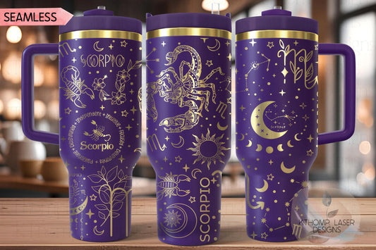 Scorpio Zodiac Tumbler Wrap SVG for 30oz and 40oz Handled Tumblers – Astrology Laser Design File