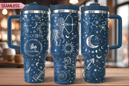 Sagittarius Zodiac Tumbler Wrap SVG for 30oz and 40oz Handled Tumblers – Star Sign Laser Wrap