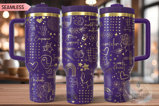 Counselor Mental Health Laser SVG Wrap for 30oz/40oz Handled Tumblers